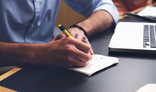 Desk notebook writing hand Photo