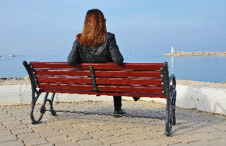 Table sea person wood Photo