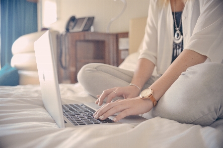 Laptop writing hand apple Photo