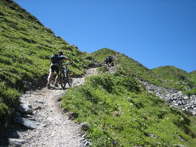 Walking mountain hiking trail Photo