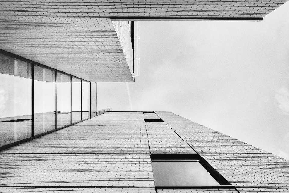 Black and white architecture sky wood