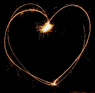 Light sparkler love heart Photo