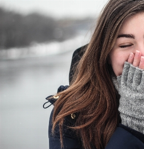 Hand person cold winter Photo