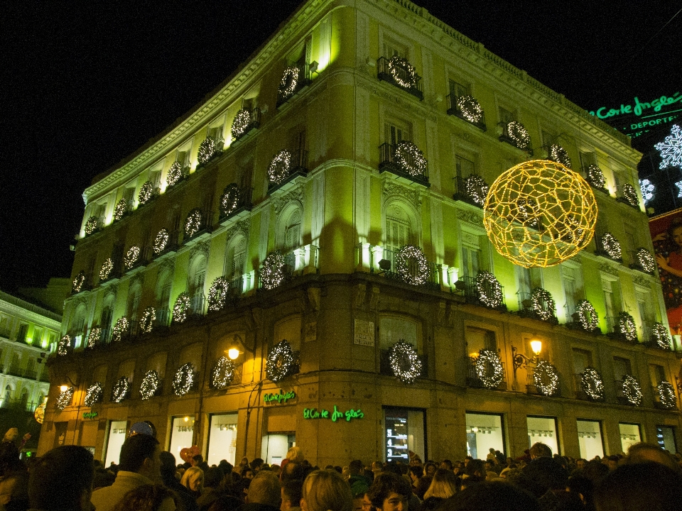 Night landmark facade christmas