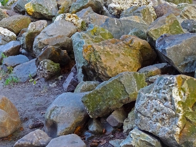 Rock stream stone wall material Photo