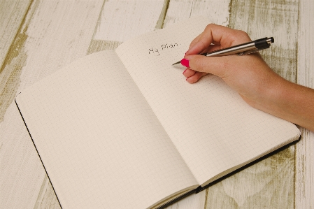 Desk notebook writing hand Photo