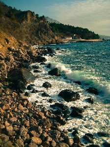 Foto Pantai lanskap laut pesisir