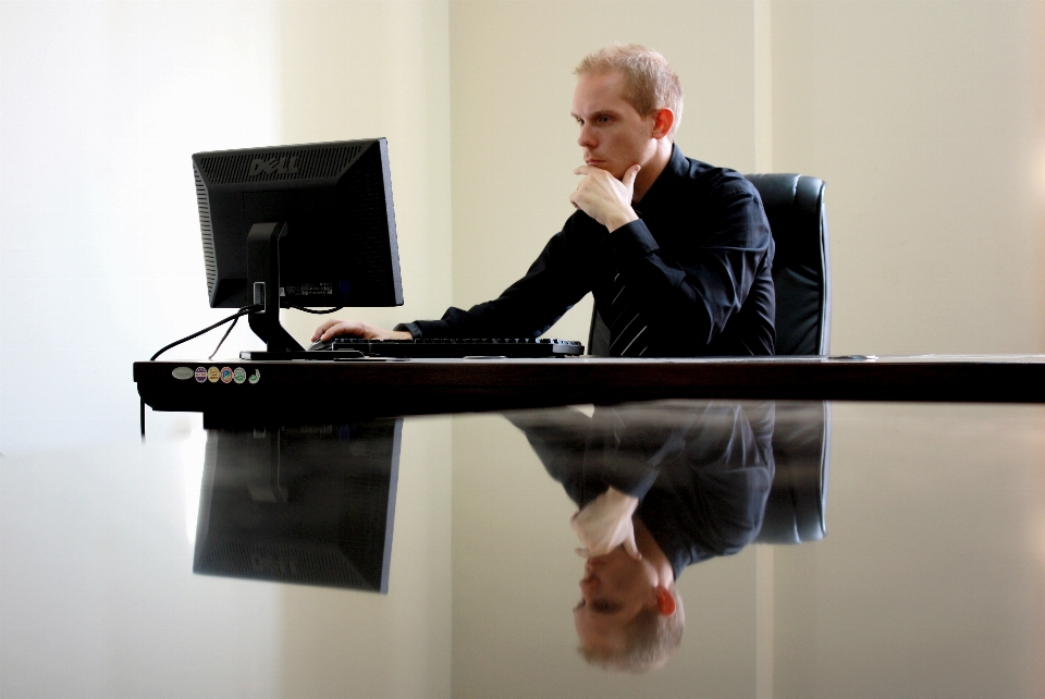 Desk computer work man