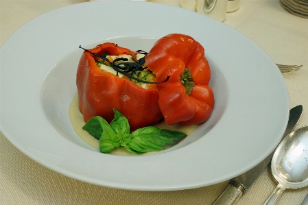 テーブル 植物 皿 食事 写真