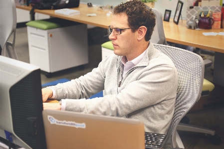 Desk man person technology Photo