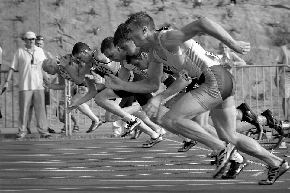 En blanco y negro
 gente pista correr