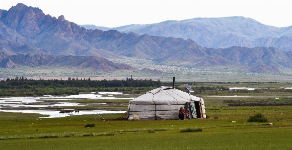 Landscape mountain field farm Photo