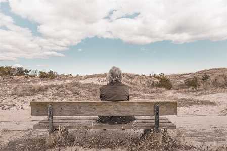 Man landscape sand rock Photo