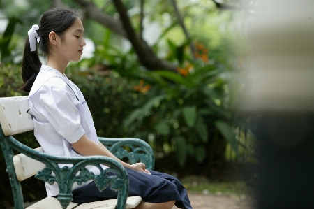 Person girl woman bench Photo