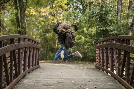 Person wood girl bridge Photo