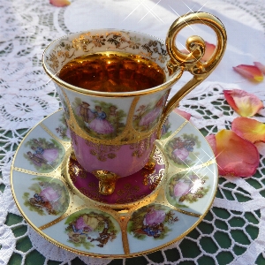 Tea flower old cup Photo