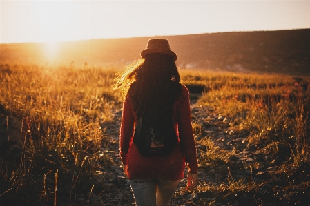 Nature walking sun woman Photo