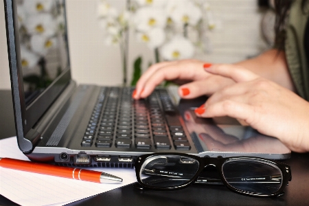 Laptop desk notebook writing Photo