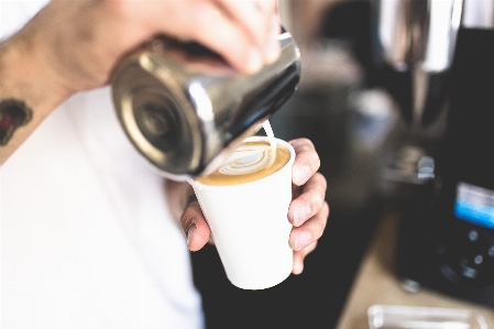 Hand man coffee technology Photo