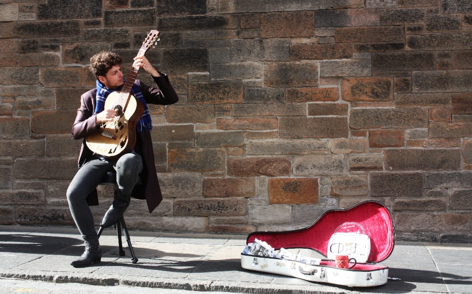 Pessoa música guitarra calçados