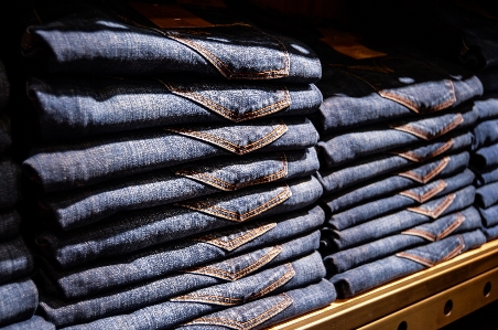 Wood shop jeans shelf Photo