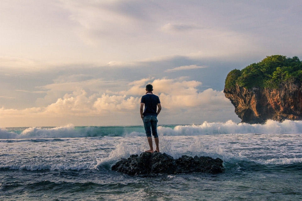 Man beach landscape sea