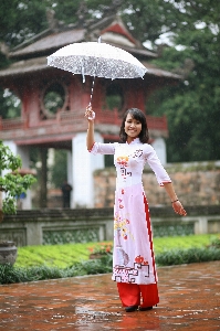 Girl woman rain asian Photo