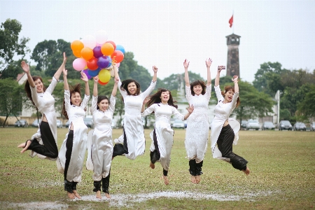 White jump celebration asian Photo