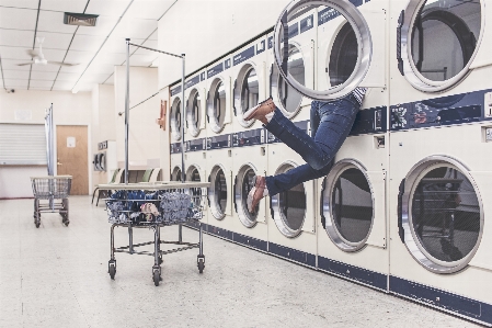 People woman laundry laundromat Photo