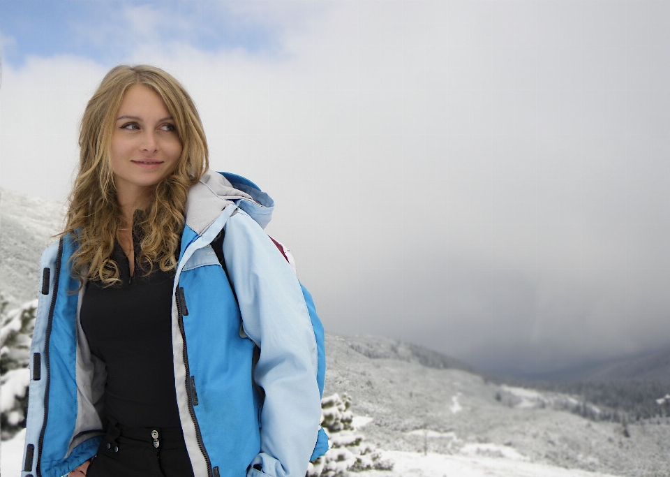 Walking person mountain snow