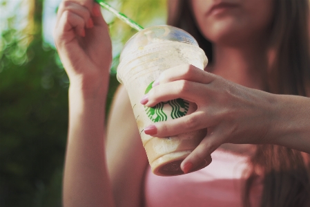 Hand coffee girl woman Photo