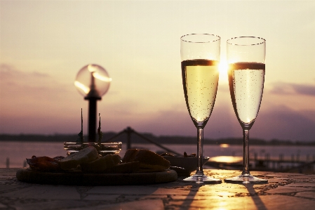 Wine morning glass reflection Photo