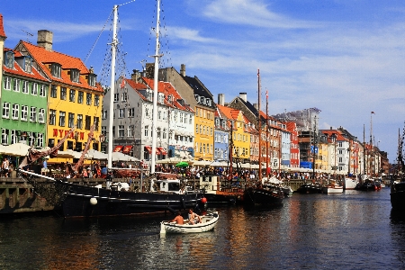 Landscape sea boat town Photo