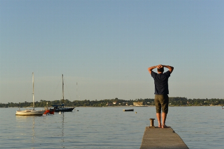 Man beach landscape sea Photo