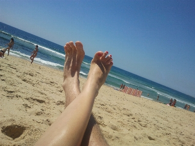 Hand beach landscape sea Photo