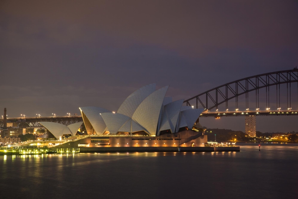 Structure bridge skyline night