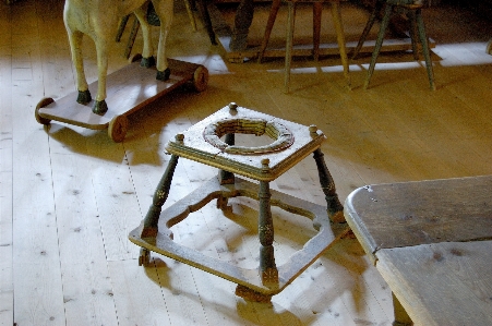 Table wood sun floor Photo