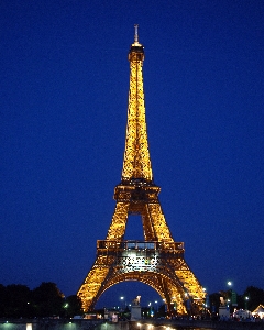 Architecture night eiffel tower paris Photo