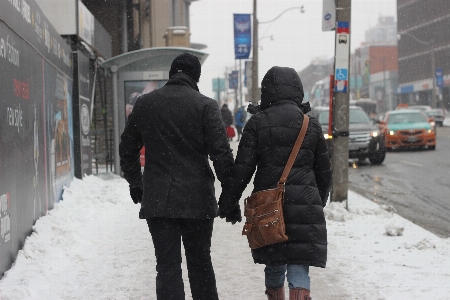 Man pedestrian walking snow Photo