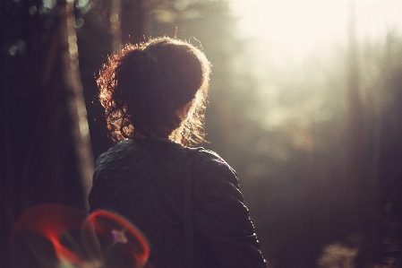 Forest light girl woman Photo