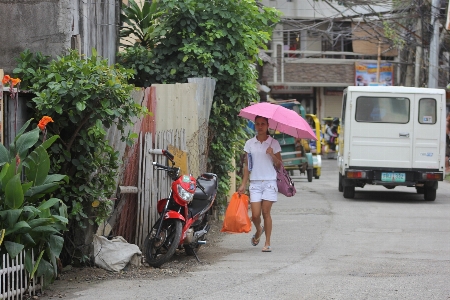 Girl woman street flower Photo