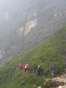 Walking mountain fog hiking Photo