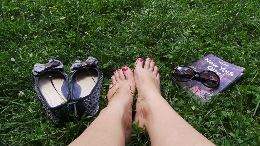 Hand grass shoe lawn Photo