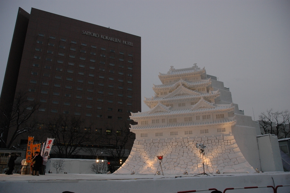 Snow winter night monument