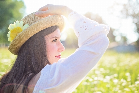 Grass person girl sunshine Photo