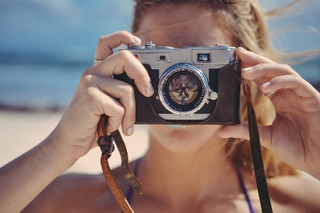 Hand beach person girl Photo