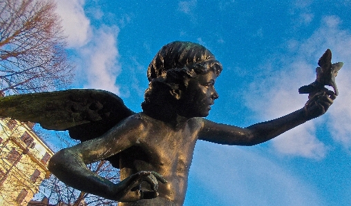 記念碑 熟考
 銅像 青空
 写真