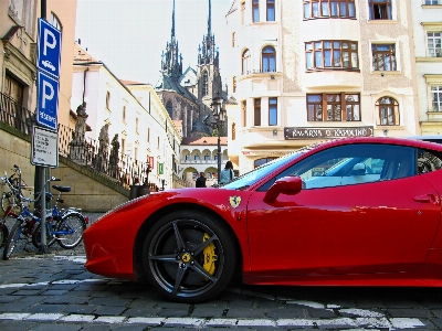 Car wheel red vehicle Photo