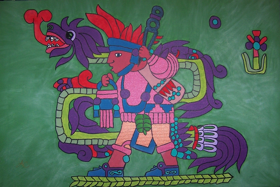 Azteca arte ilustración mural
