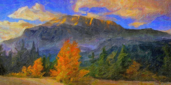 Mountain autumn terrain painting Photo